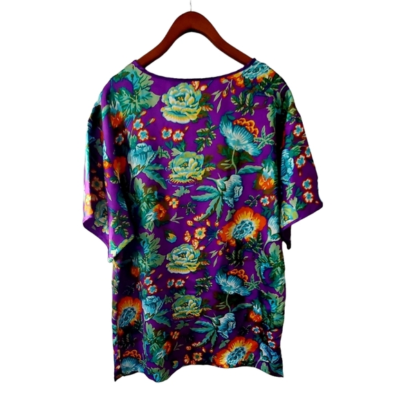 Vintage Gold Label Tropical Print Polyester Night Shirt Night Gown Size Small - Picture 2 of 5